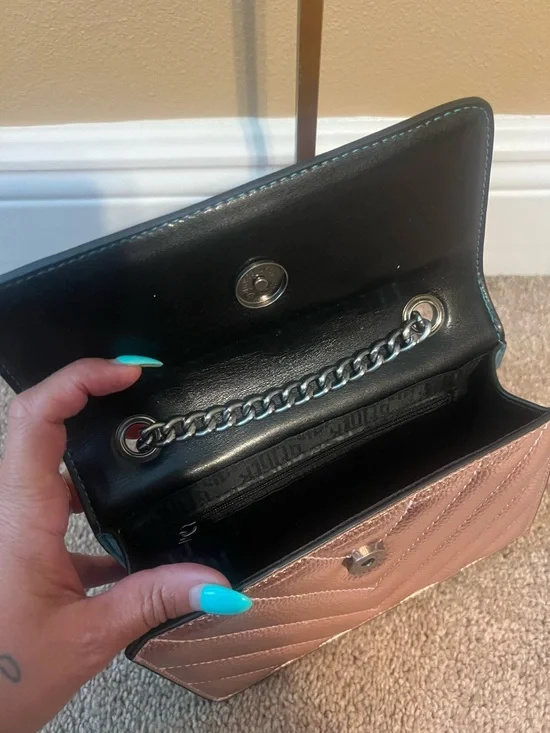 Kurt Geiger Metallic Gold and Rose Quilted Leather Crossbody Bag - Picture 6 of 10